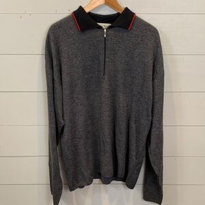 Work Wear vintage look wool blend Men's Gray Half-Zip Sweater